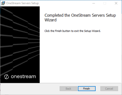Completed the OneStream Servers Setup Wizard dialog box